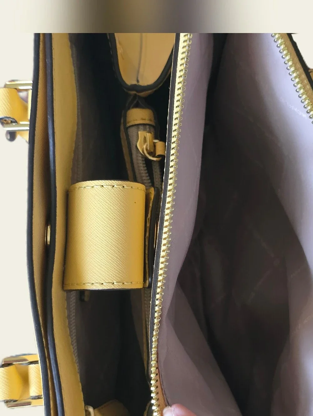 Michael Kors Yellow Idina Saffiano Leather Crossbody Purse Gold Hardware NWOT